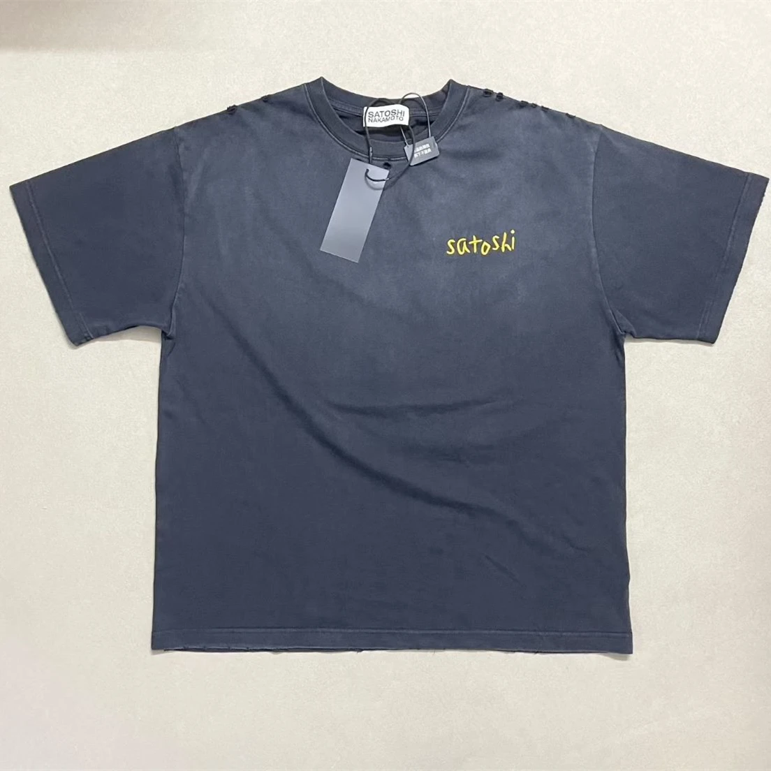 Satoshi Nakamoto Hole Chain Stitch T Shirt Men Women High Quality Tee Tops T-Shirt