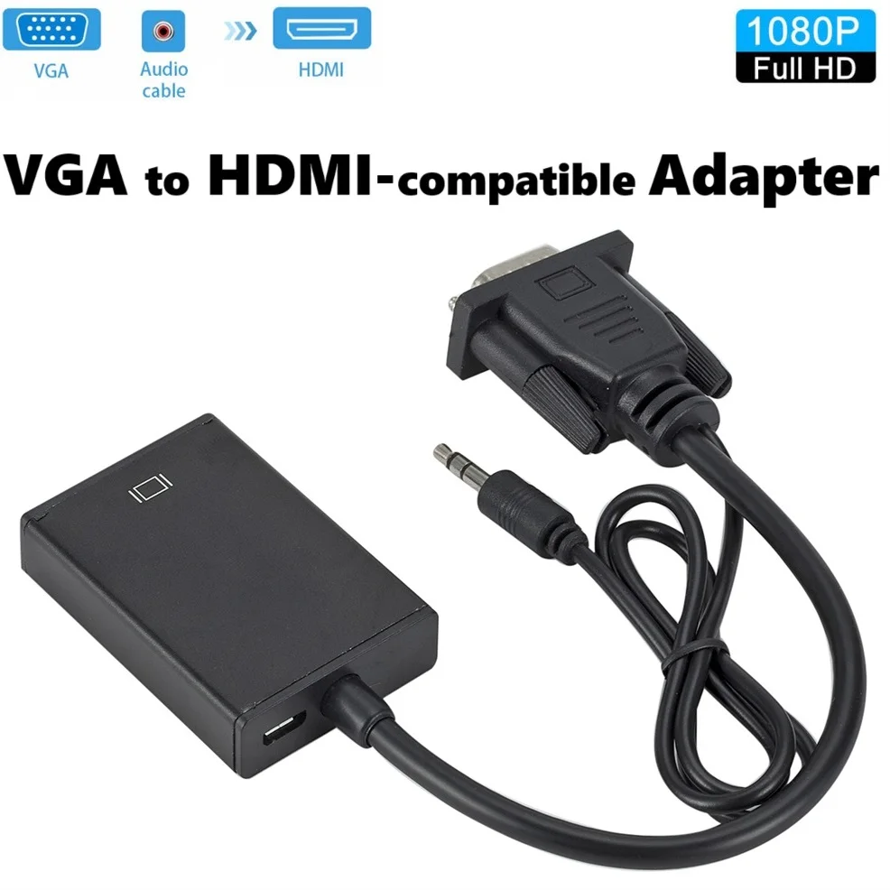 

VGA to HDMI-compatible Converter Full HD 1080P Adapter Cable With Audio Output VGA HD Adapter for PC laptop to HDTV Projector