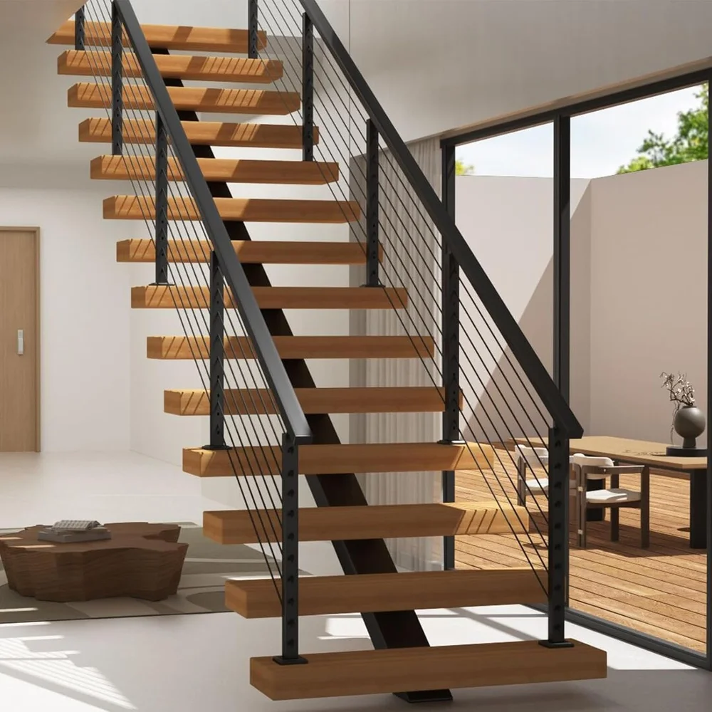 Complete 36" Stair Railing Post Kit T304 Stainless Steel Cable Railing System DIY Outdoor Indoor Installation Waterproof Durable