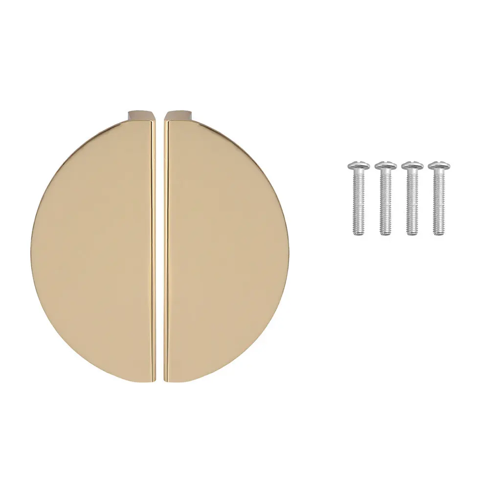 2Pcs Semicircle Cabinet Pull Handles Half Moon Drawer Knobs Space Aluminum Polished European Style for Closet Wardrobe Bookcase