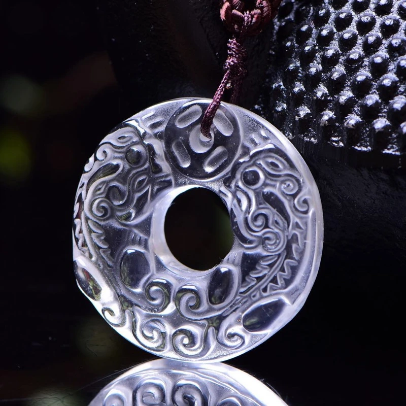 

1PCS Natural Clear Quartz Pixiu Safety buckle pendant Reiki Healing Stone DIY Accessories Holiday Birthday Gift 32X32X8MM