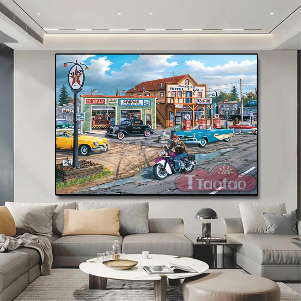 5D Diamond Painting Cartoon Car Street Landscape Full Square Round Drill Mosaic Diy Cross Stitch Handmade Hobby Home Decor Mural