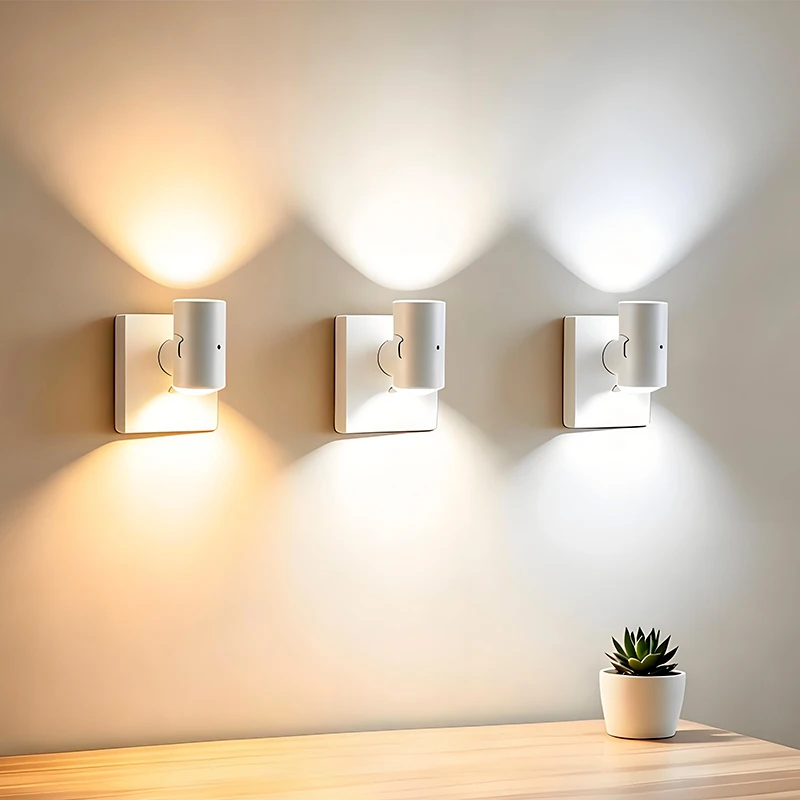 Plug-in Wall Light 3 Color Adjustable Light Control Sensor Lamp for Staircase Bedroom Bedside Desk
