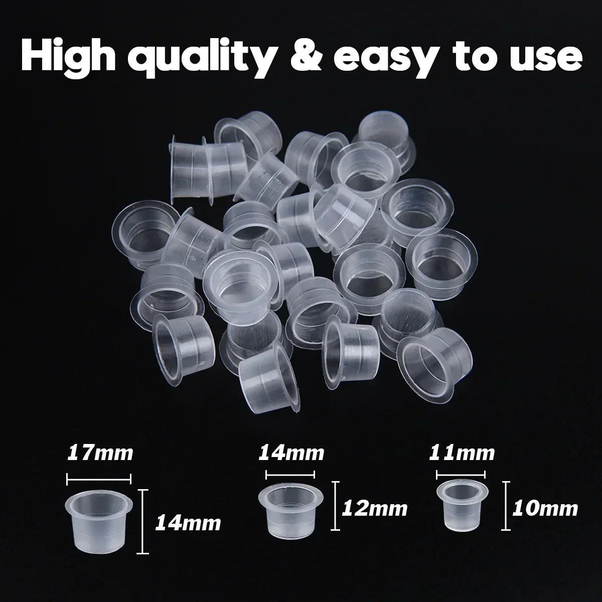 1000/500/100pcs Plastic Tattoo Ink Cups Caps Pigment Microblading Holder Container 8mm 11mm 15mm Size For Tattoo Accessories
