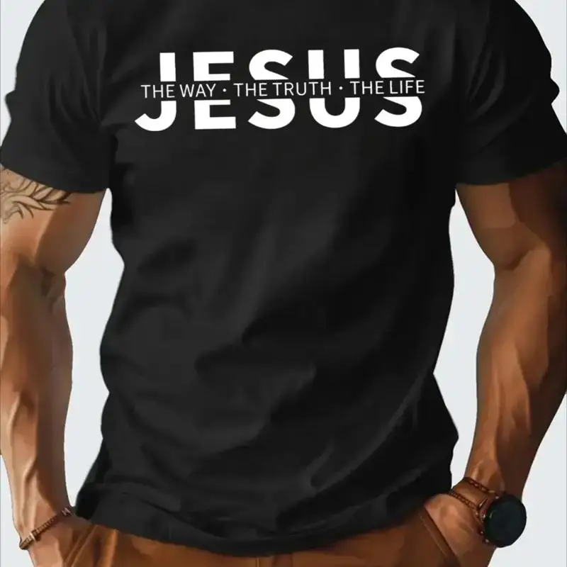 T-shirt foi chrétienne pour hommes-bleu marine jésus "la façon la vérité la vie" Pri
