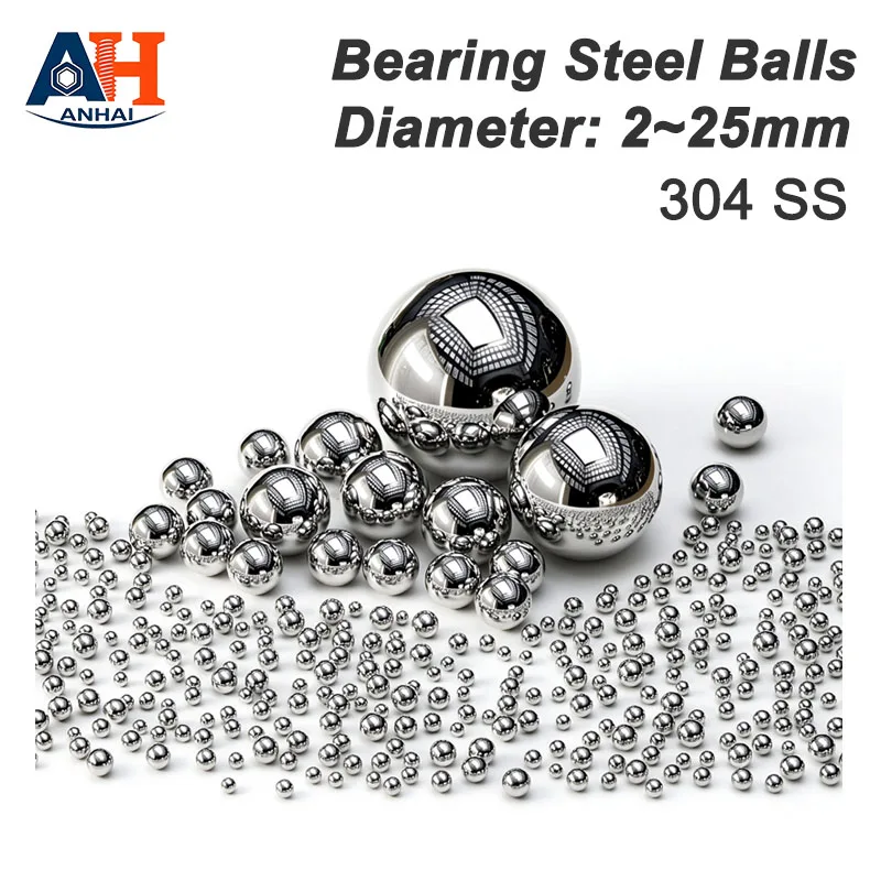 304 SS Balls Dia 2 3 4 5 6 7 8 9 10 12~25mm Solid Smooth Precision Bearing Steel Balls for bearing, motor, hardware