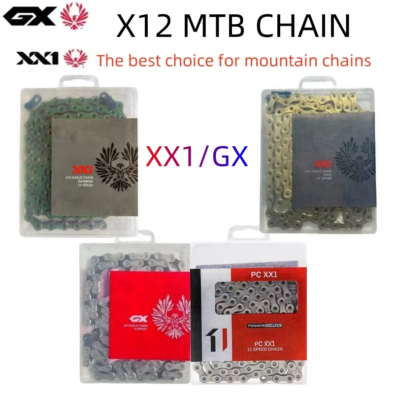 EAGLE GX XX1 Catena di alimentazione a 11/12 velocità per bici MTB GX XX1-Golden Powerlonk 126 maglie Catena per bicicletta Parti originali 1X12S 12v