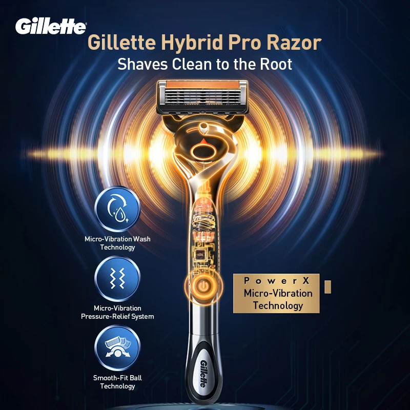 Gillette Fusion 5 Proglide Hybrid 2.0 Power Razor 7 Replacement Blades with Lubricating Strips for a Smooth Glide