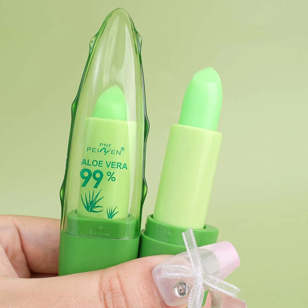 Feuchtigkeit spendende Aloe Vera Farbe Lippenstift Temperatur Farbwechsel Lippen balsam lang anhaltende wasserdichte pflegende Lippen koreanische Kosmetik