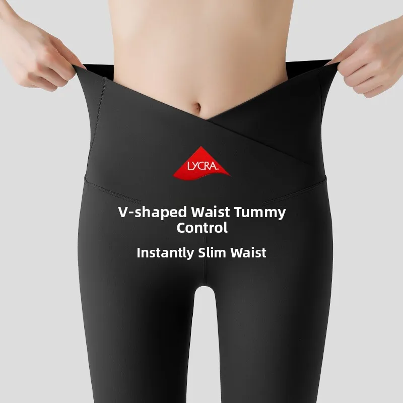 슬림핏 파이브쿼터 아크스킨 얇은 여름 요가 피트니스 사이클링 팬츠 뱃살 보정 여성 아우터웨어 베이스 레이어