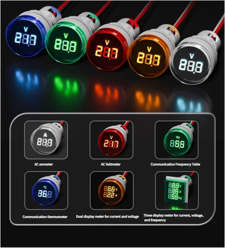 Mini Digital Voltmeter 22mm AC 12-500V 20-500V Volt Voltage Tester Meter Monitor Power LED Indicator Pilot Lamp Light Display