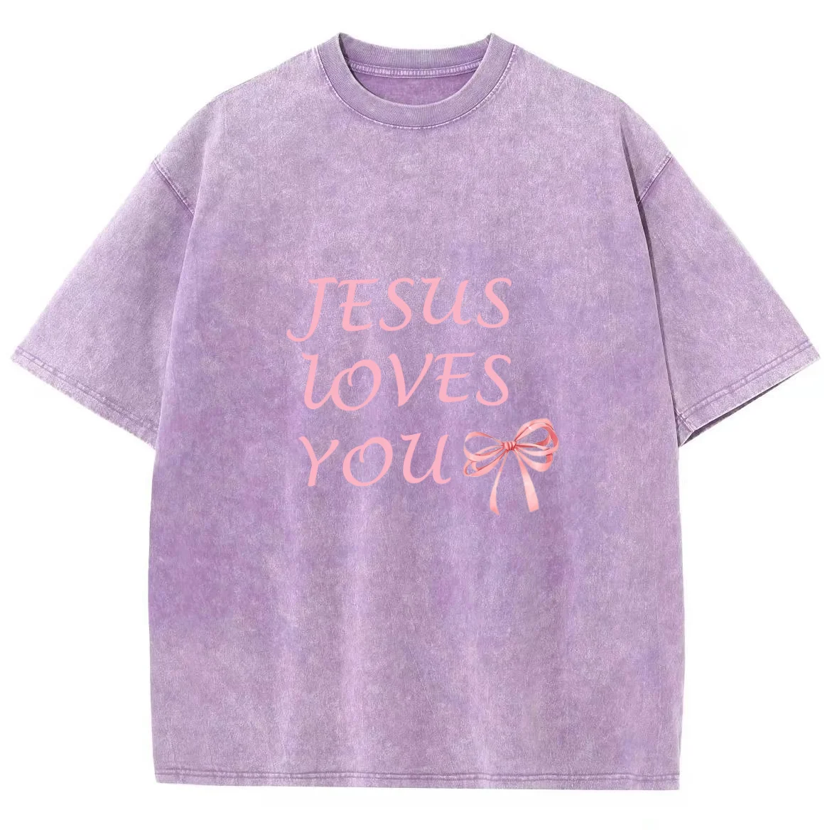 Jesus Loves You Y2k Washed Short Sleeves T-Shirt, Creative Printed Unisex Vintage Streetwear New Fashion Casual Tops Plus Size