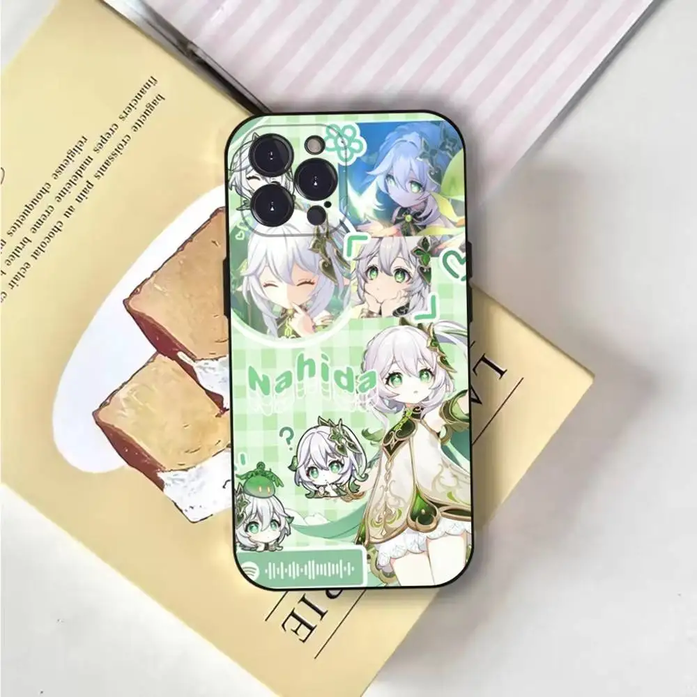 Чехол для телефона G-Genshin Impact Nahida для iPhone 6,17,16,15,14,13,12,11 Plus,Pro Max,XS,X,XR,SE,Mini,8,7,мягкий силиконовый черный чехол