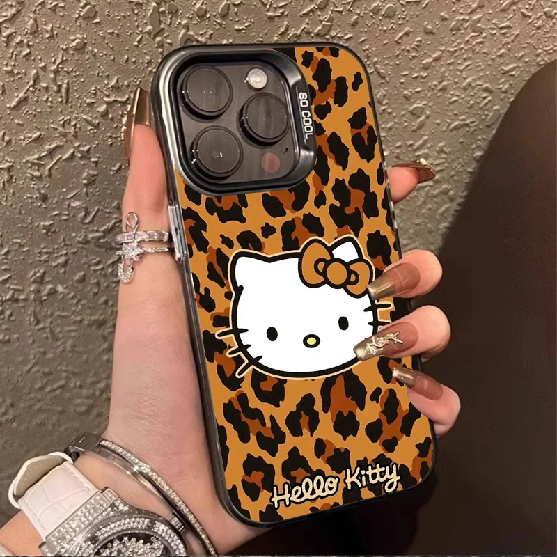 Capa fosca com estampa de leopardo Hello Kitty para Samsung Galaxy S25 FE Note 20 S21 Plus S24 Ultra S23 S22 A56 A36 A26 5G A16 A06 4G Etui