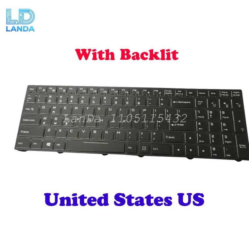 Laptop Colourful Backlit Keyboard For AVADirect Affinity N870HJ1 English US Black Frame New