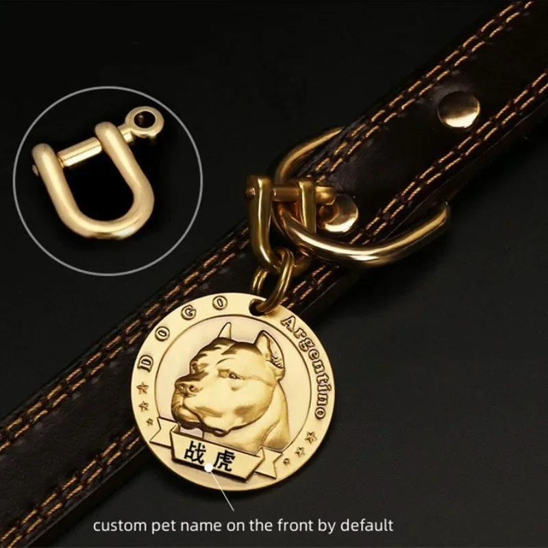 Dog ID Tag Brass Embossed Lettering Prevent Losing Card Pets Engraved Pet Collar Charm Name Pendant