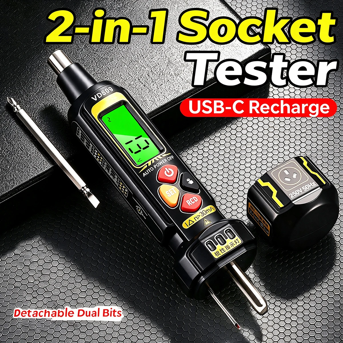 Smart Digital Voltage Tester Pen Socket Polarity Tester Leakage Detection NCV Continuity Test Electrician Outlet Analyzer