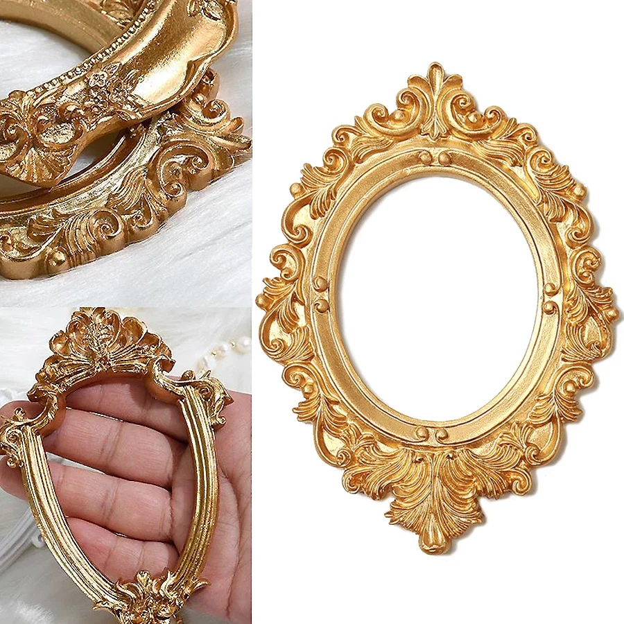 

Retro Gold Frame Nail Tips Oval Gel Polish Practice Stand European Style Display for Nail Art Photo Prop