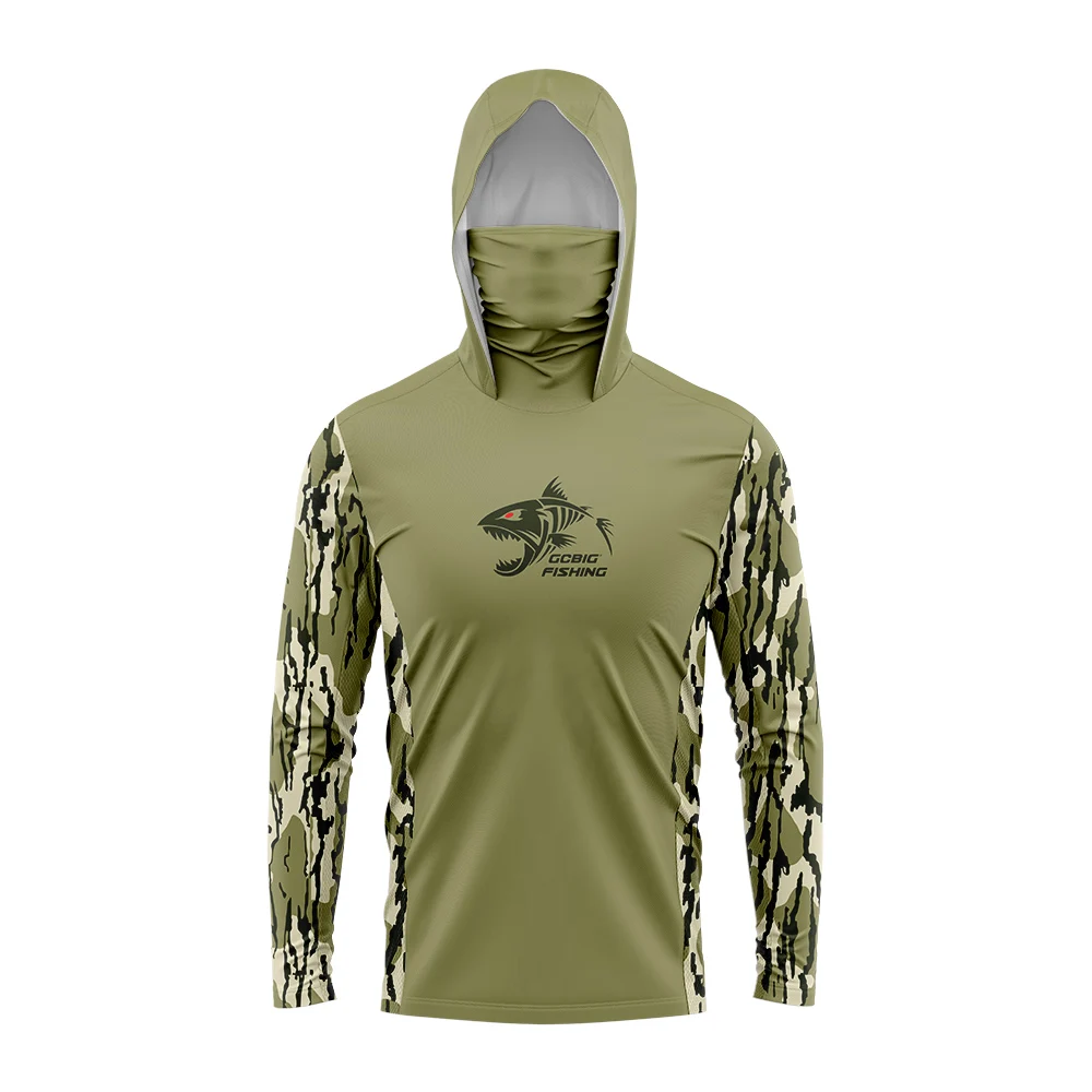 Huk Long Sleeve Hooded Face Cover Fishing Shirts UPF50+Quick Dry Sweatshirts Jungle Breathable UV Protection Men Fishing Jerseys