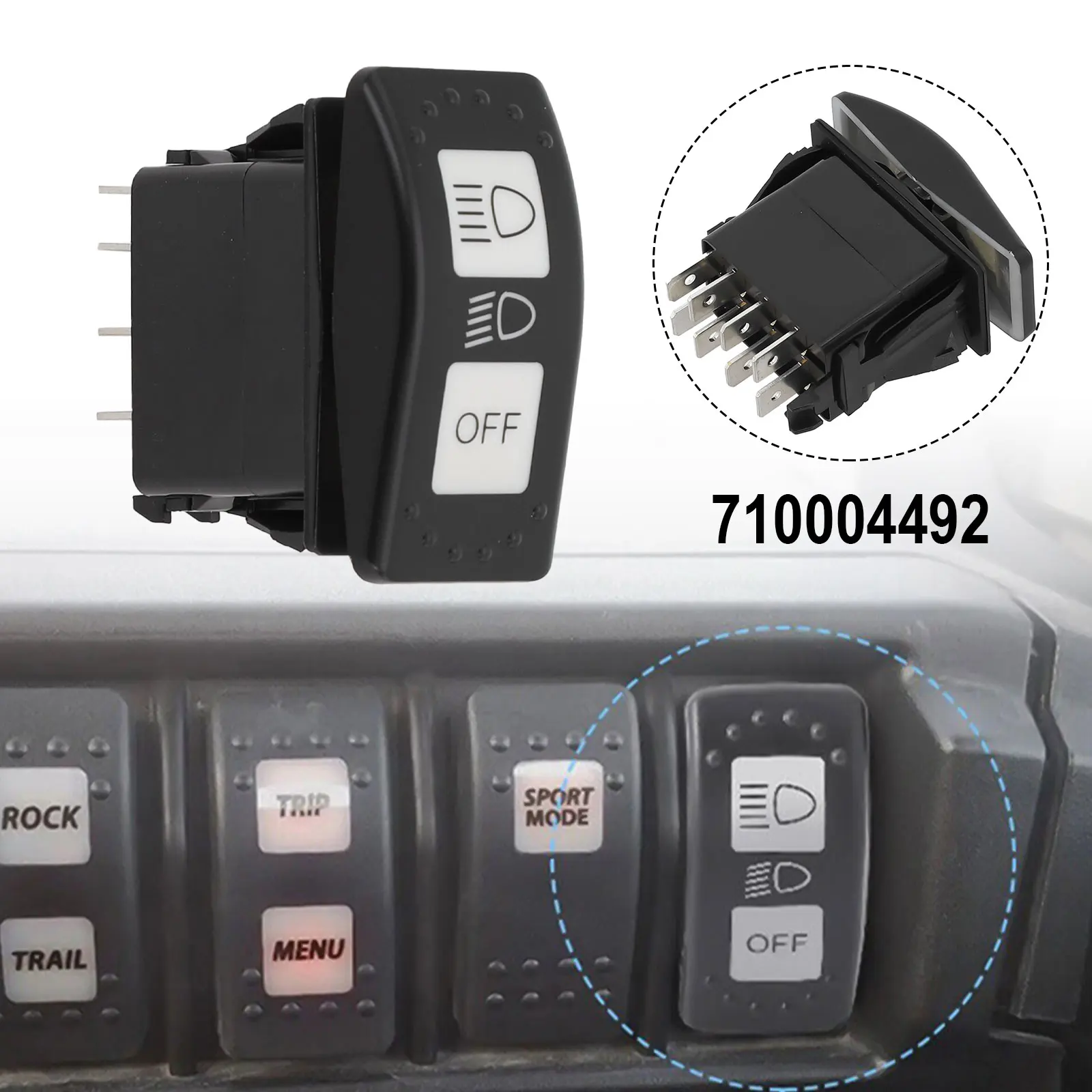 1Pc Car Headlight Switch Blue Light Switch For Can Am Defender HD10 20A 710004492 Yacht Switch Auto Interior Accessories