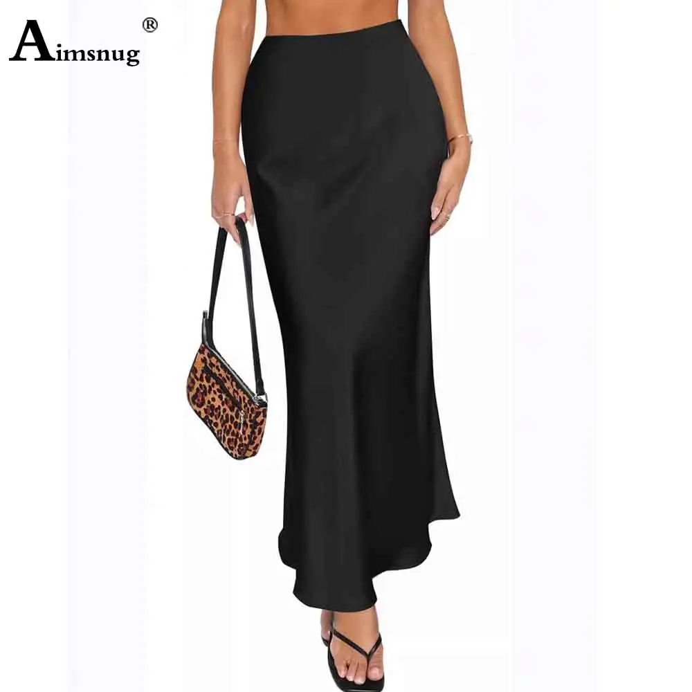 2023 französisch Luxus Imitation Seide Röcke Kleider Frauen Elegante Formale Party Lange Röcke Weibliche High Cut Rock Maxi Böden Neue
