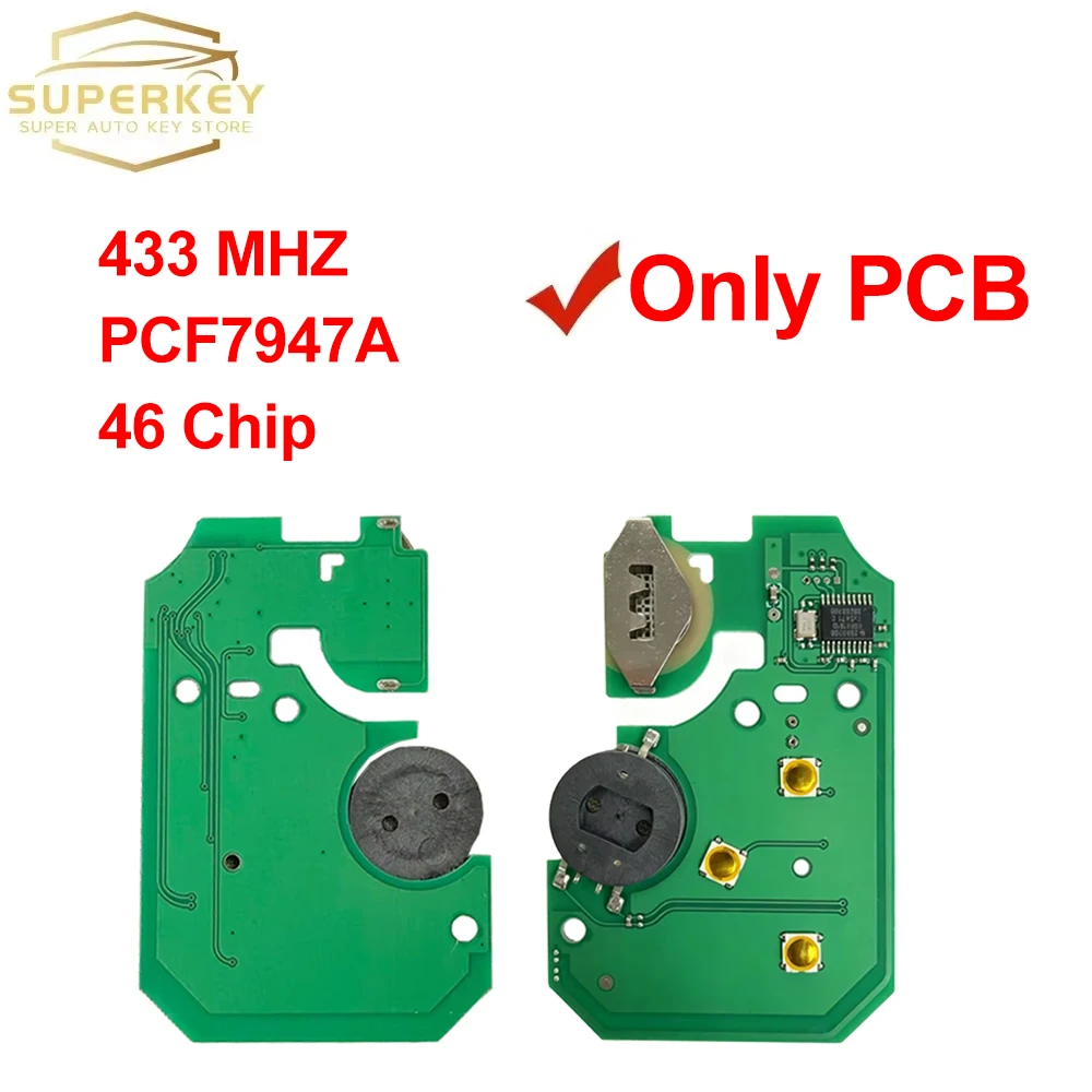 SUPERKEY 3 Button 433Mhz PCF7947A 46 Chip Remote Card PCB For Renault Scenic II Grand Scenic II Megane II 2003-2008