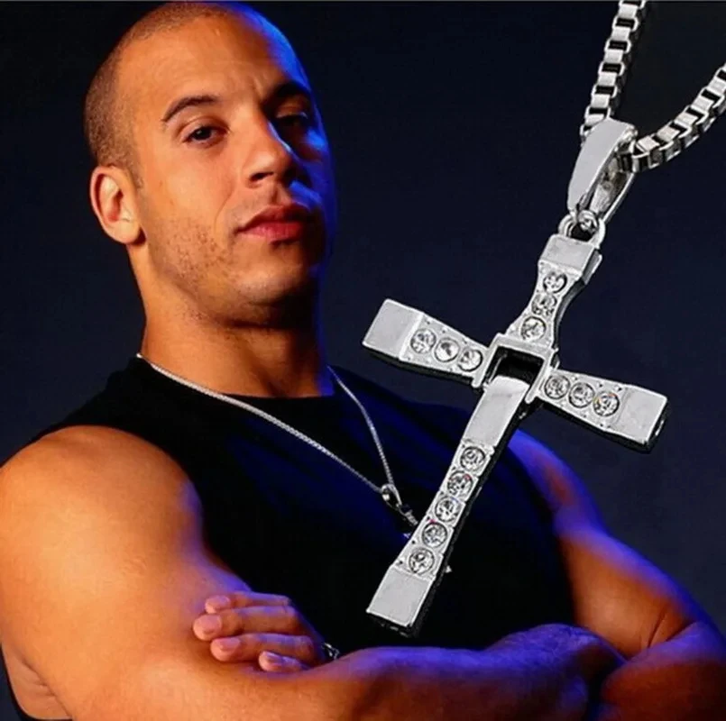 The Fast and Furious Crystal Cross Men Necklaces & Pendants Silver Color Maxi Steampunk Collares Vintage Statement