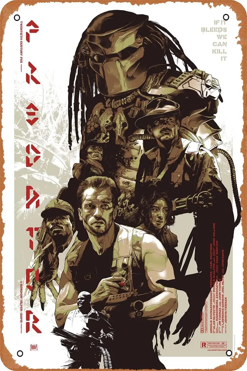 ملصق فيلم PREDATOR (1987)، شعار القصدير القديم، لافتة معدنية قديمة، مناسبة للمقاهي والحانات والمكاتب والمنزل وديكور الحائط،