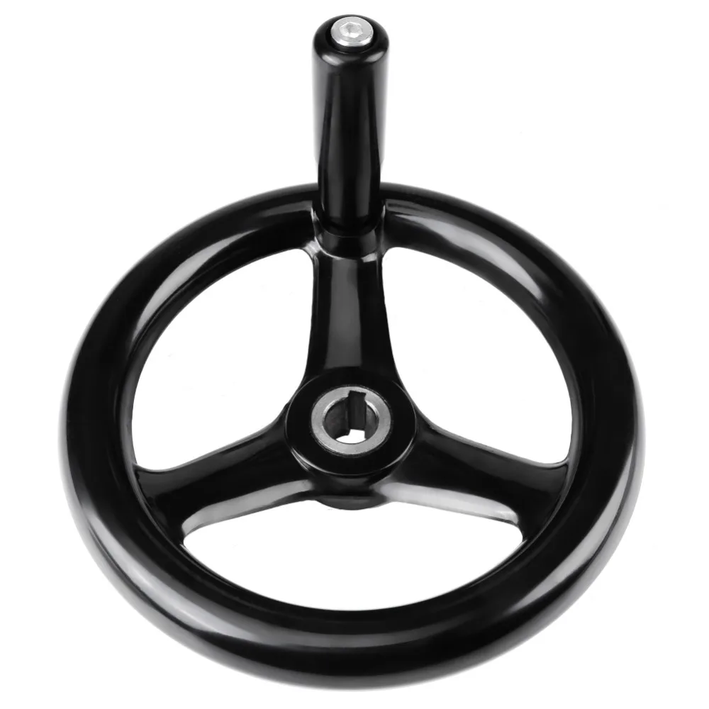 Black Plastic Hand Wheel Round Shape 200x18mm Size 3-Spoke Hand Wheel Revolving Handle 3-Spoke Design Machine Hand Wheel