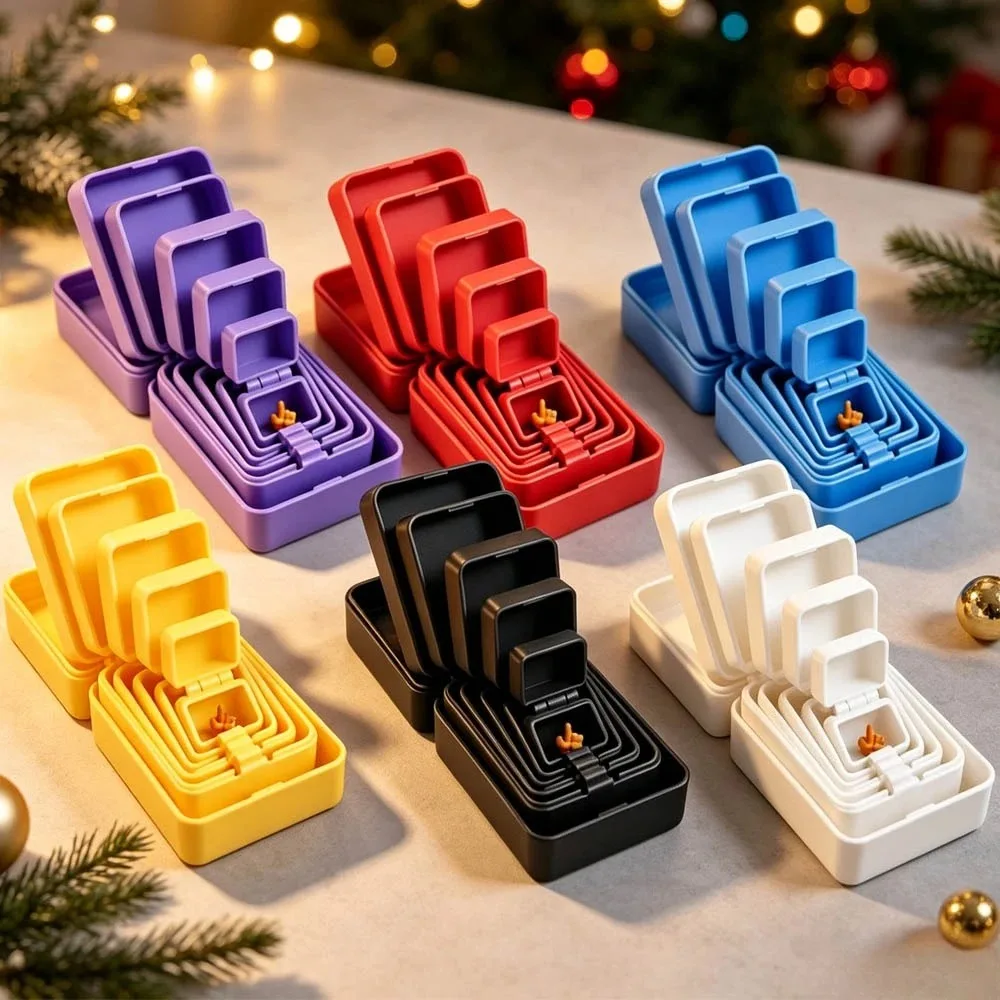 3Pcs Multi Layer Nested Surprise Gift Box 3D Printed Prank with Mini Middle Finger Gag Present for Friends Boyfriend Adults