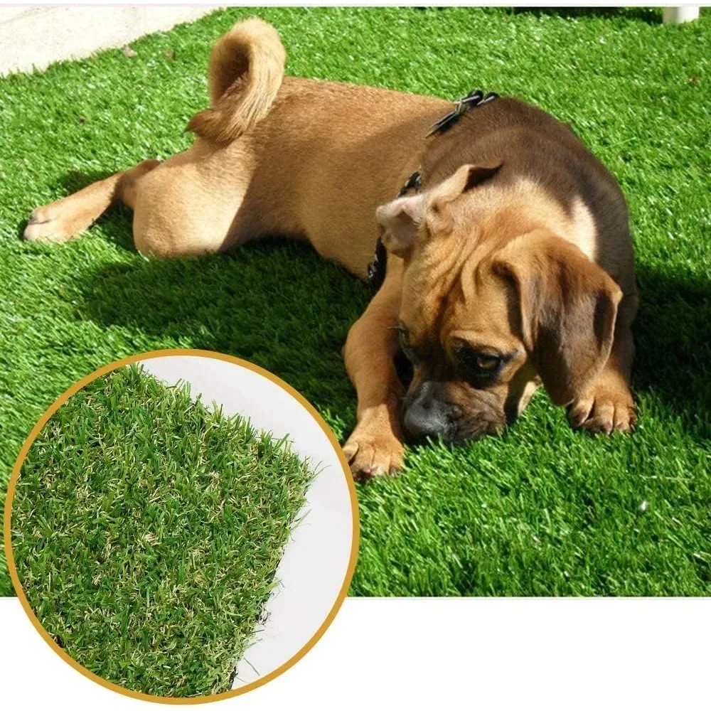 5 FT x 8 FT Artificial Lawn, 0.8inch Realistic Synthetic Grass Mat, Fake Faux Grass Rug with Drainage Holes, Artificial Lawn