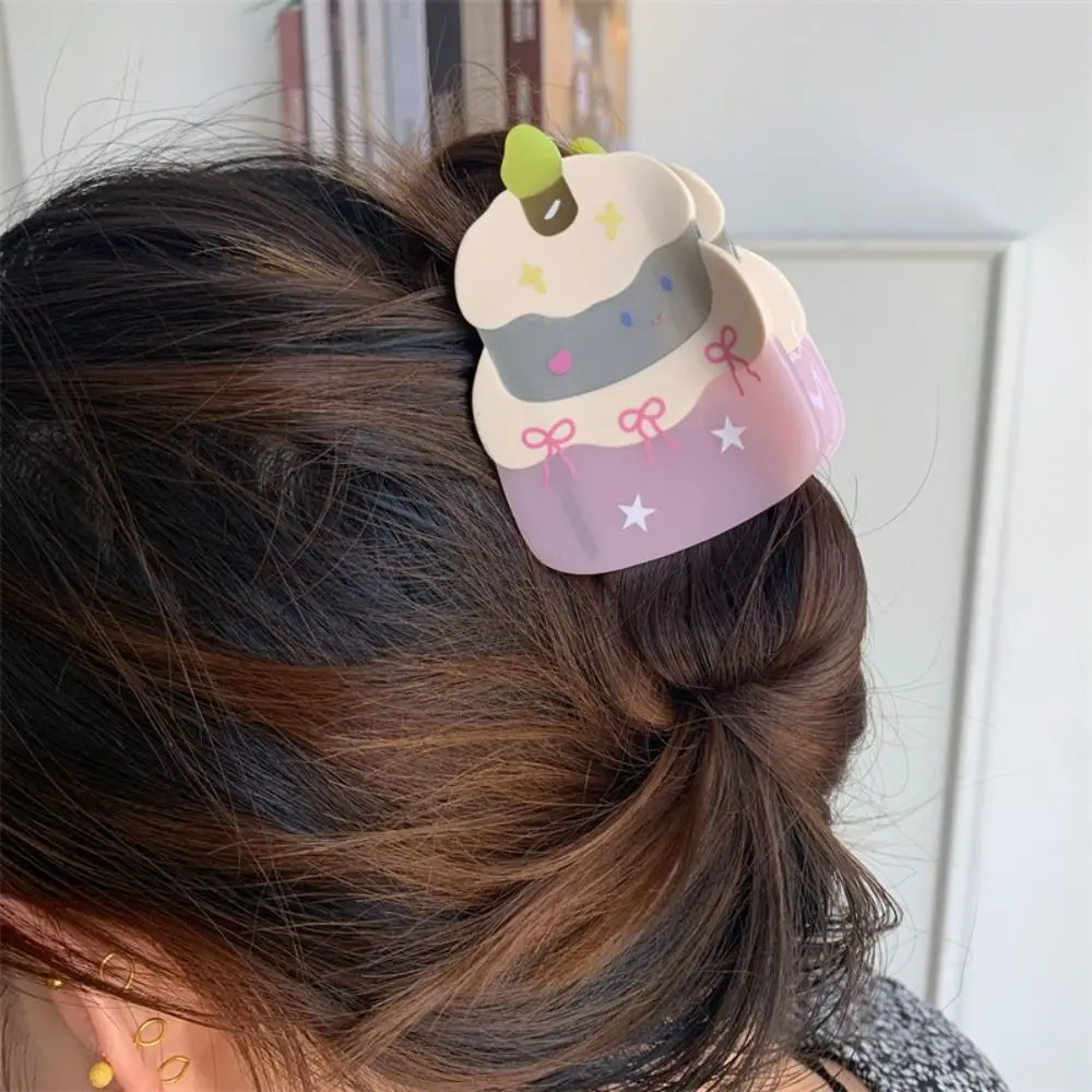 Sweet Birthday Cake Bow Cake Hair Grab Dessert Hairpin Cartoon Hair Claw Headwear Geometry Acetic Acid Shark Clip Girls