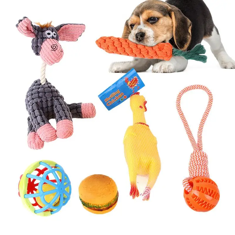 6 PCS Puppy Chew Toys Tough Cotton Rope Set Boredom Interactive Rope Toy Set for Small and Medium Doggie Pets Puppy