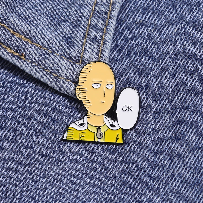 Bald Man Anime Superman Enamel Pin Funny Comics Brooch Lapel Badge Fashion Jewelry Gift for Friends Cool Collection