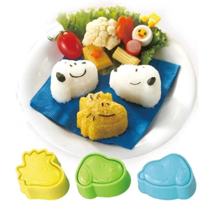 3pcs Snoopy Woodstock Sushi Onigiri Rice Mold Cartoon DIY Kids Creativity Lunch Cute Food Decoration Kitchen Tools Accessories