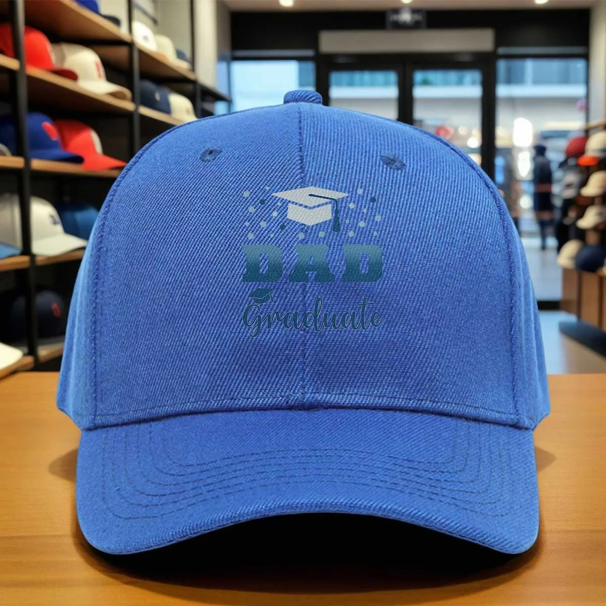 Graduate Dad Baseball Cap with Graduation Cap Prints, Graduation Theme Brim Hat, Adjustable Size Cap for Graduation Ceremony, Gr