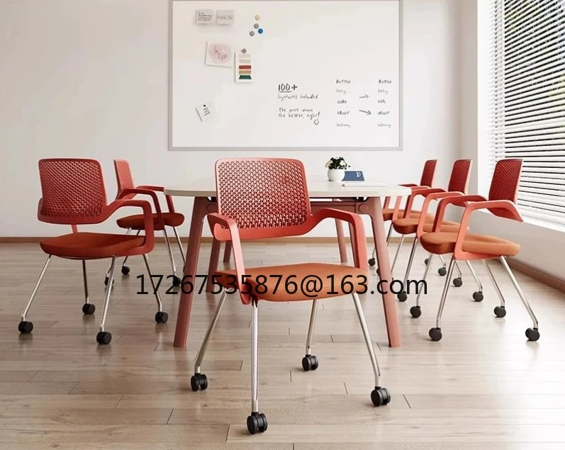 

Conference Room Training Backrest Mesh Chair Foldable Training Chair with Writing Board Silent Pulley Conference Chair