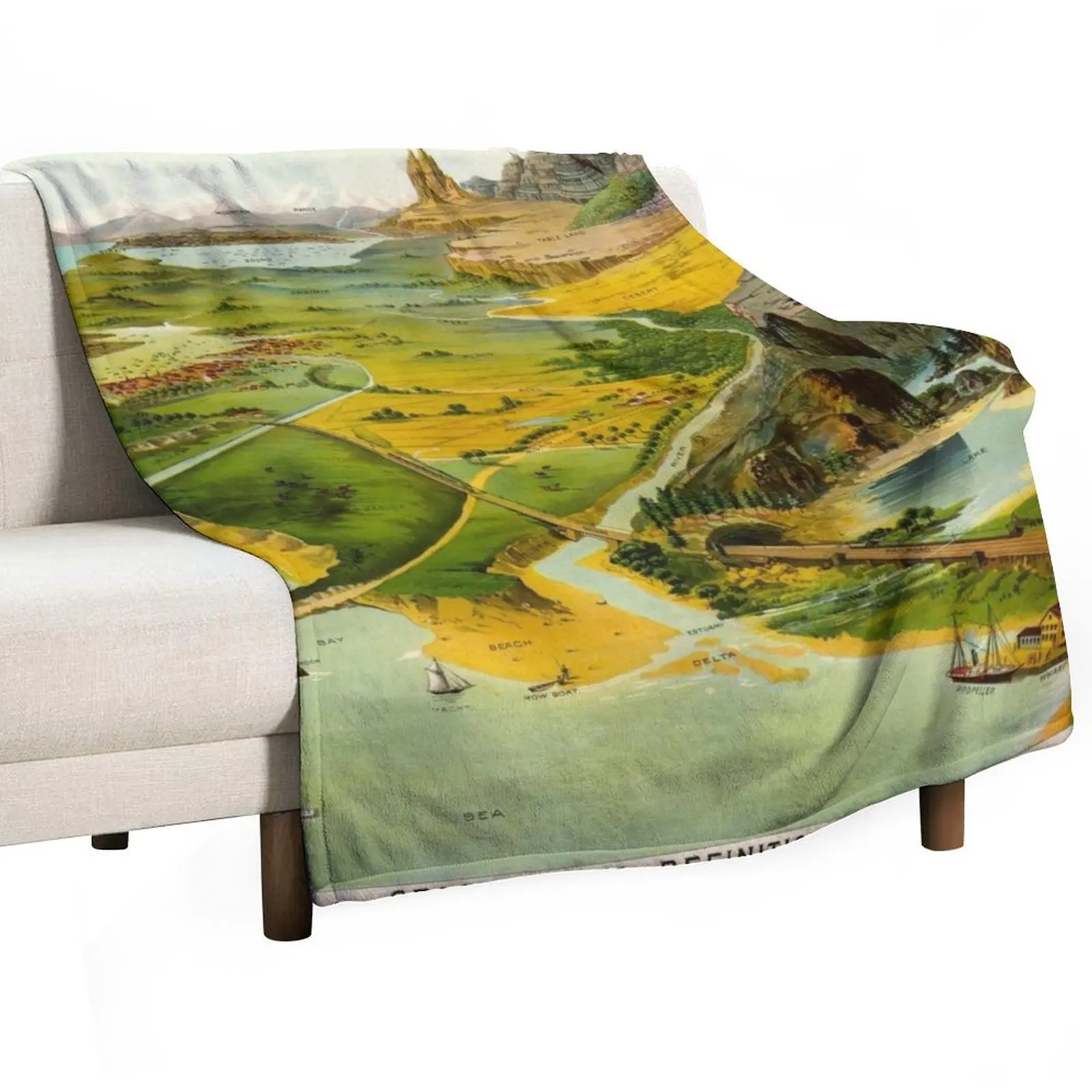 Geographical Definitions Illustrated, 1893 by Levi Yaggy Throw Blanket Plaid Giant Sofa Blankets