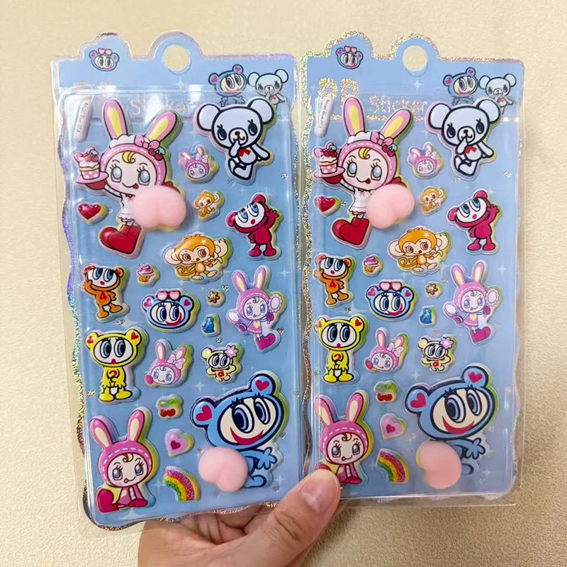 Adesivo 3D Puffy Azul de Anjo Estilo Japonês, Criativo, Macio, em Formato de Bumbum de Macaco, para Decoração DIY de Diário e Capa de Celular, Presente