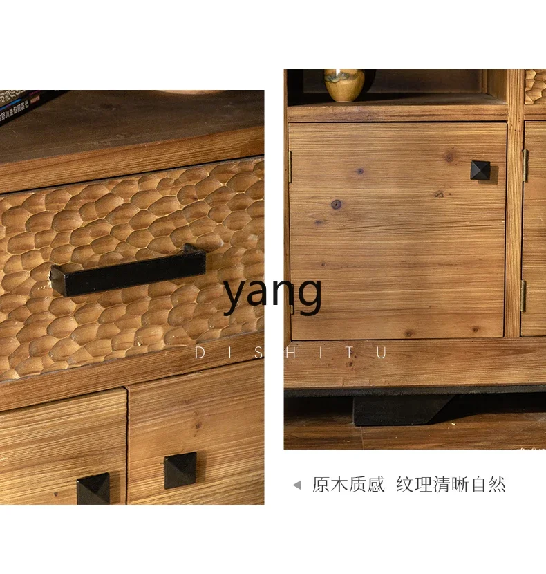 Yjq New Chinese Meal Side Low Cabinet Home Living Room Quiet Style Drawer Storage Tea Entrance Locker