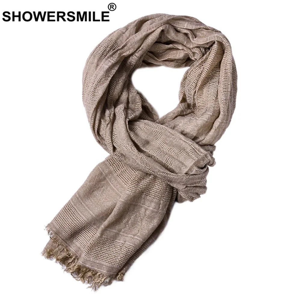 SHOWERSMILE Blue Solid Men Scarves Autumn Winter Winter Accessories for Men Warm Long Casual Brand 2024 New Men Scarf Bufanda