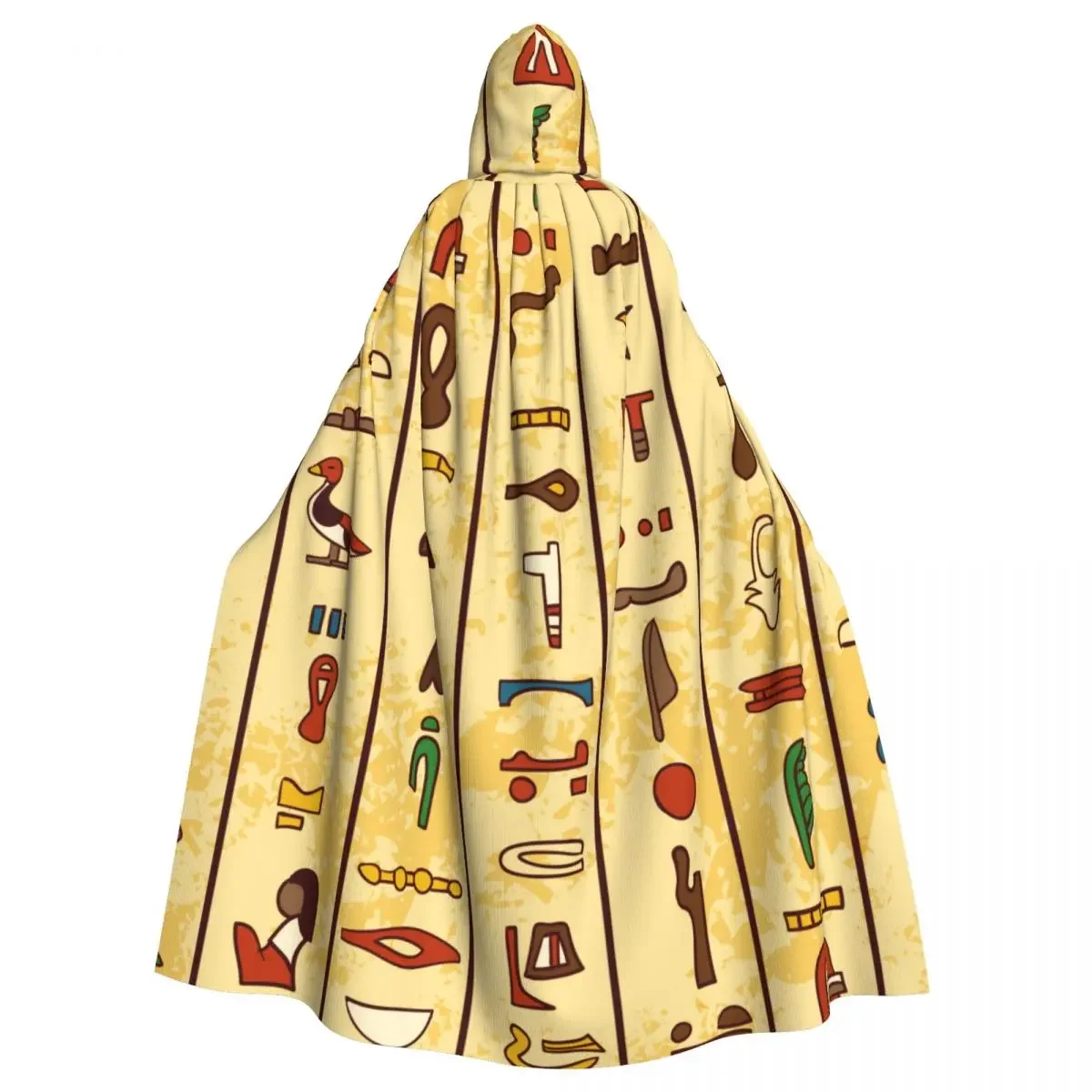 Long Cape  Multicolored Ancient Egyptian Hieroglyphics Hooded  Coat Autumn Hoodies