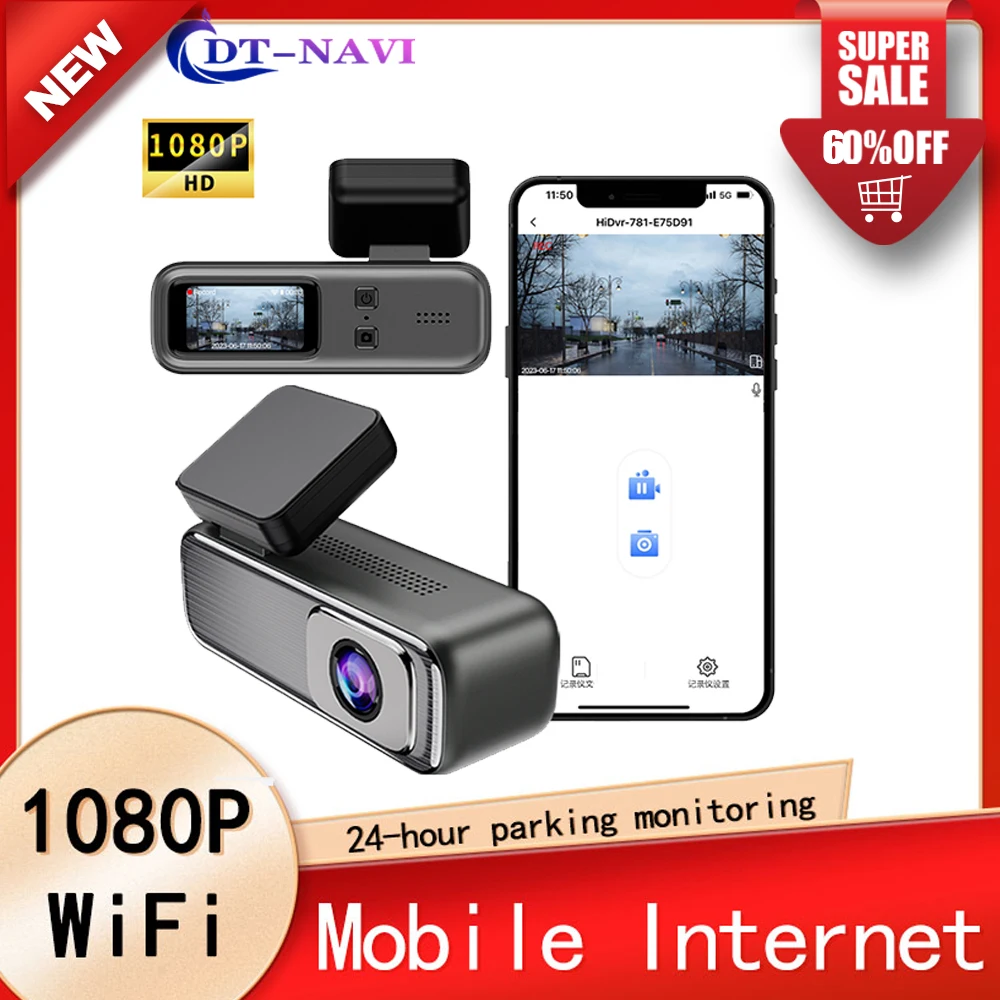 

DT-NAVI Dash Cam Mini 1080P HD Vehicle Drive Auto Video DVR Android Wifi Smart Connect Car Camera Recorder