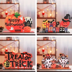 1 pz, Halloween Treat o Trick ornamento da tavolo con giunture in legno, decorazioni per la casa, forniture per decorazioni per feste, artigianato artistico Orname