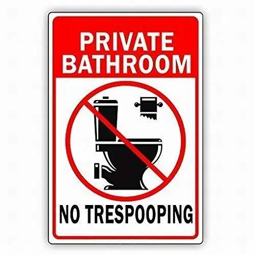 New Vintage Metal Bar Tin Sign Private Bathroom Restroom No Trespooping Safety Outdoor Yard Street Home Bar Kitchen Club Wall De