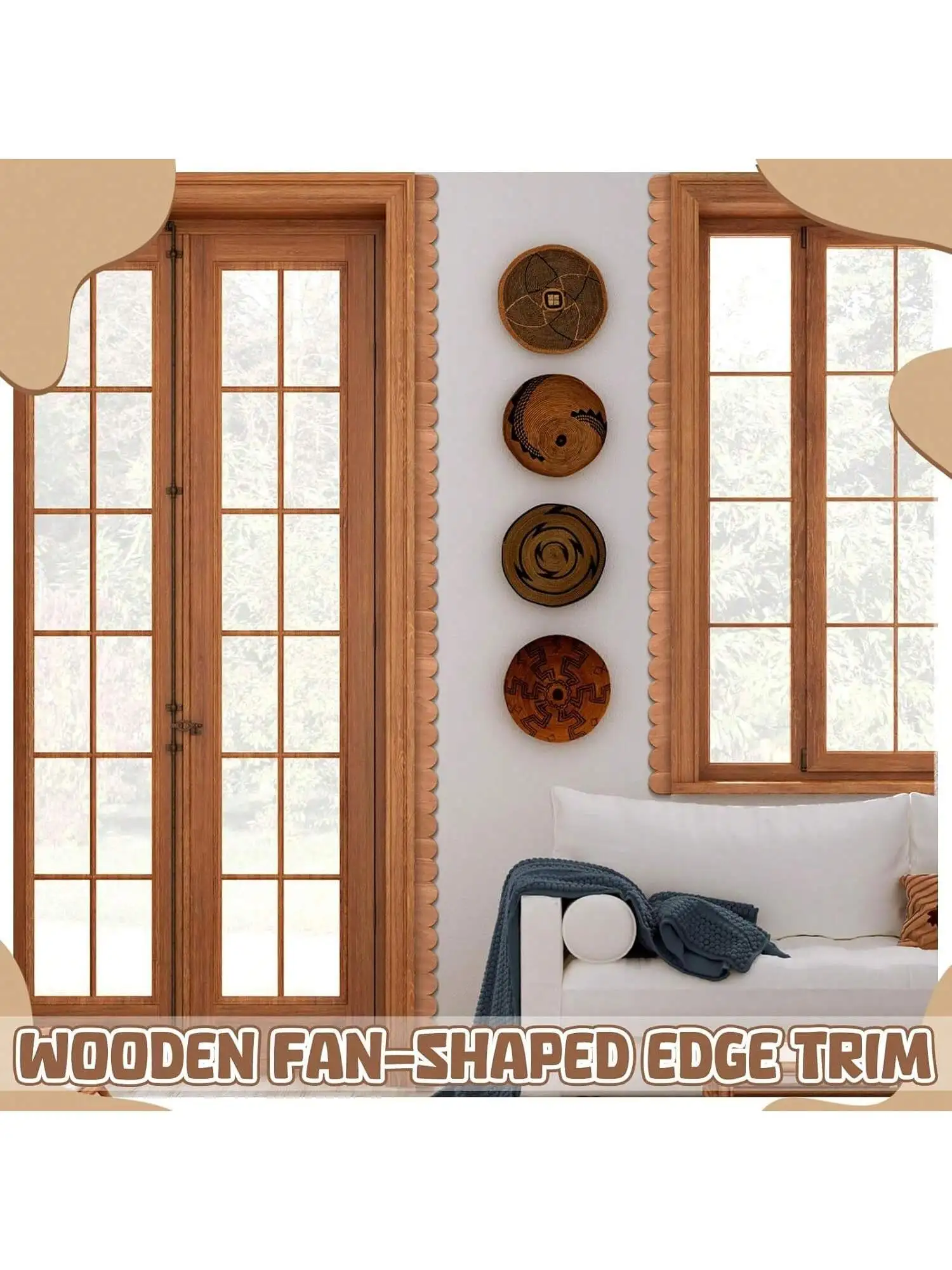 6 Stück gewellte Holzleisten – Elegante Zierleisten für Wände, Schränke, Regale und Türen – DIY-Heimwerkerbedarf mit stilvollem S-Design – Detail 1