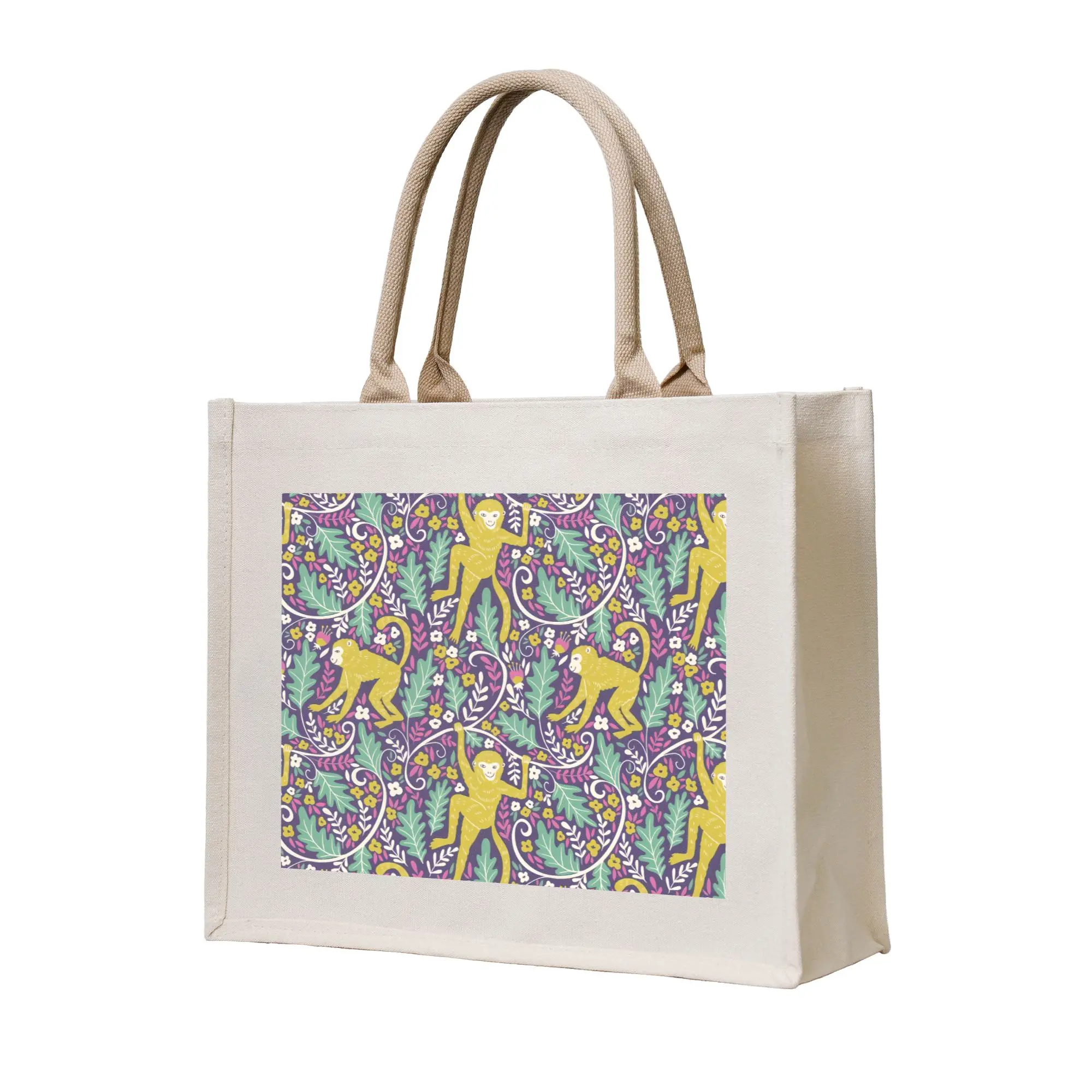 

Милые забавные красочные сумки-шопперы с принтом обезьян, портативные, очаровательные, с бесшовным рисунком бананов, сумка-шоппер для продуктов, сумка через плечо