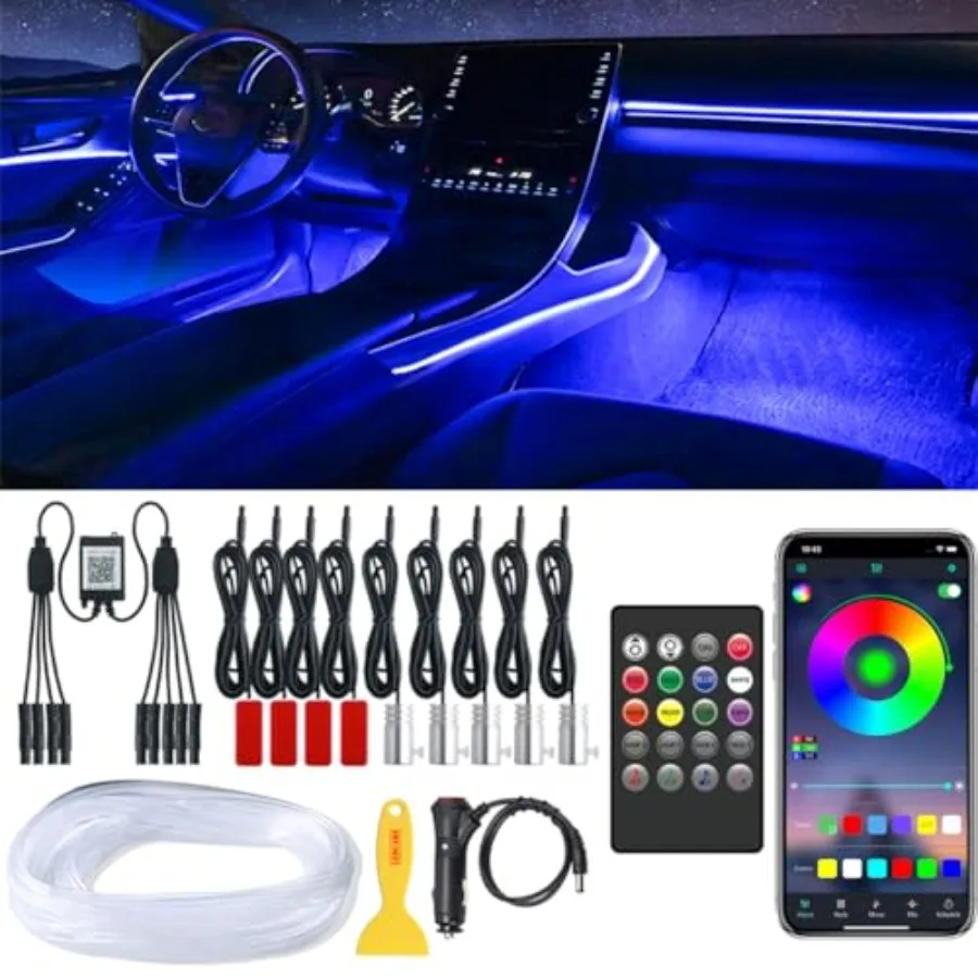

【Spot goods】Car LED Strip Lights LEDCARE 9 in 1 RGB Car Interior Lights with APP and Remote Control 16 Million Colors Ambient L