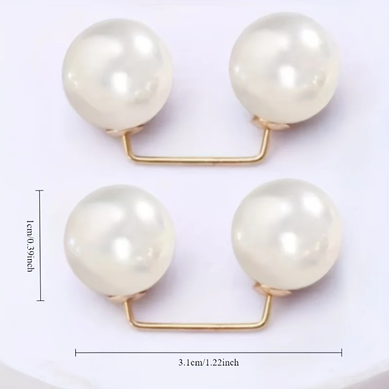 2pcs Pearl Shaped Brooch, Suit Accessories, Fashionable Jeans Ankle Clip, Chest Anti Light Needle, Pants Length Adjuster Alloy
