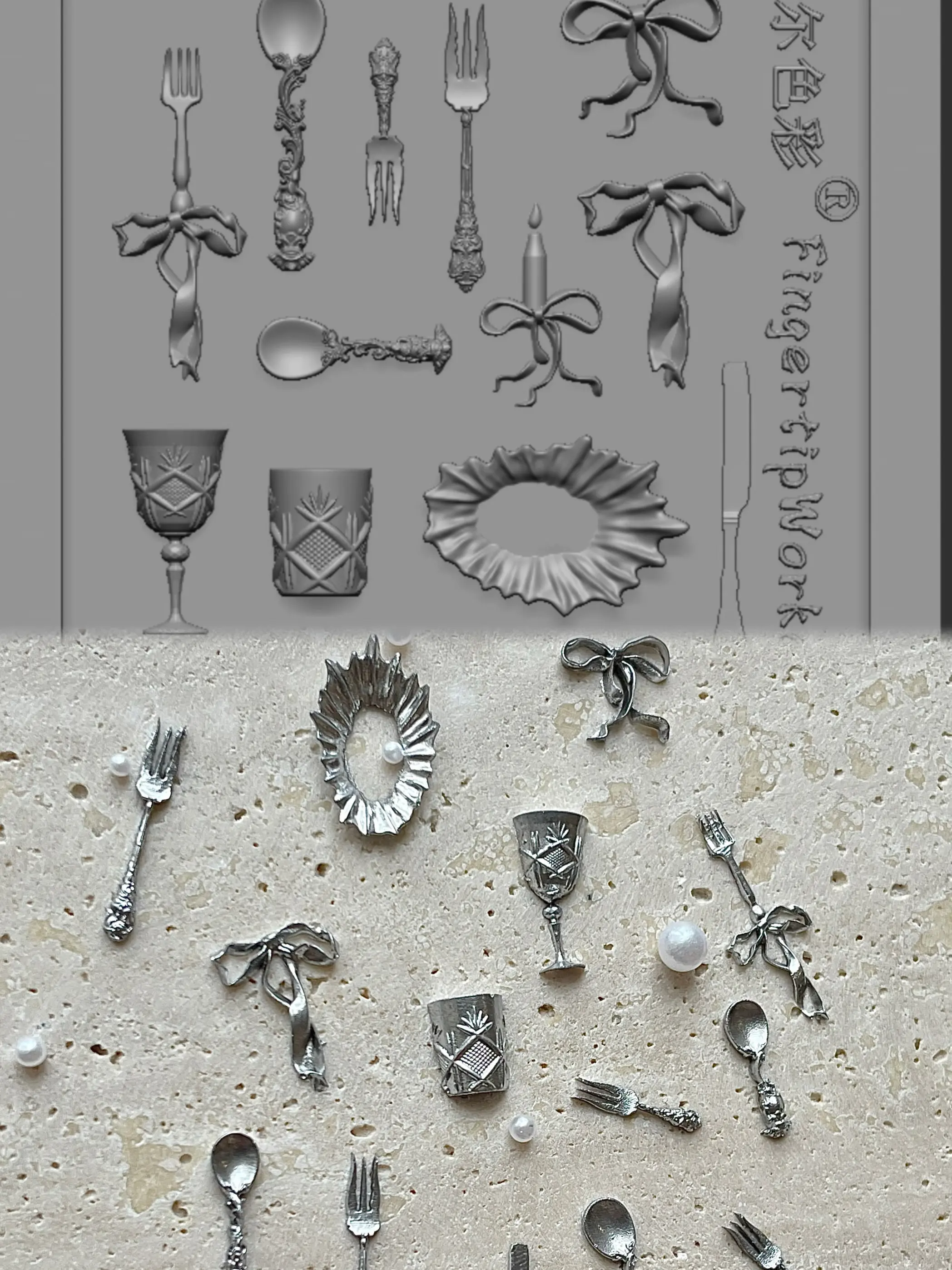 

European-style Fork Tableware Water Cup Nail Art Stamping Carved Silicone Mold DIY Template Stencils Reusable Tools 2026 New